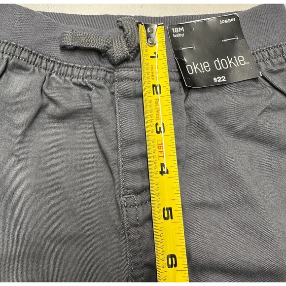OKIE DOKIE Joggers Baby Boy 18M Charcoal Drawstring Back Pockets Pull-on Pants - Picture 8 of 10